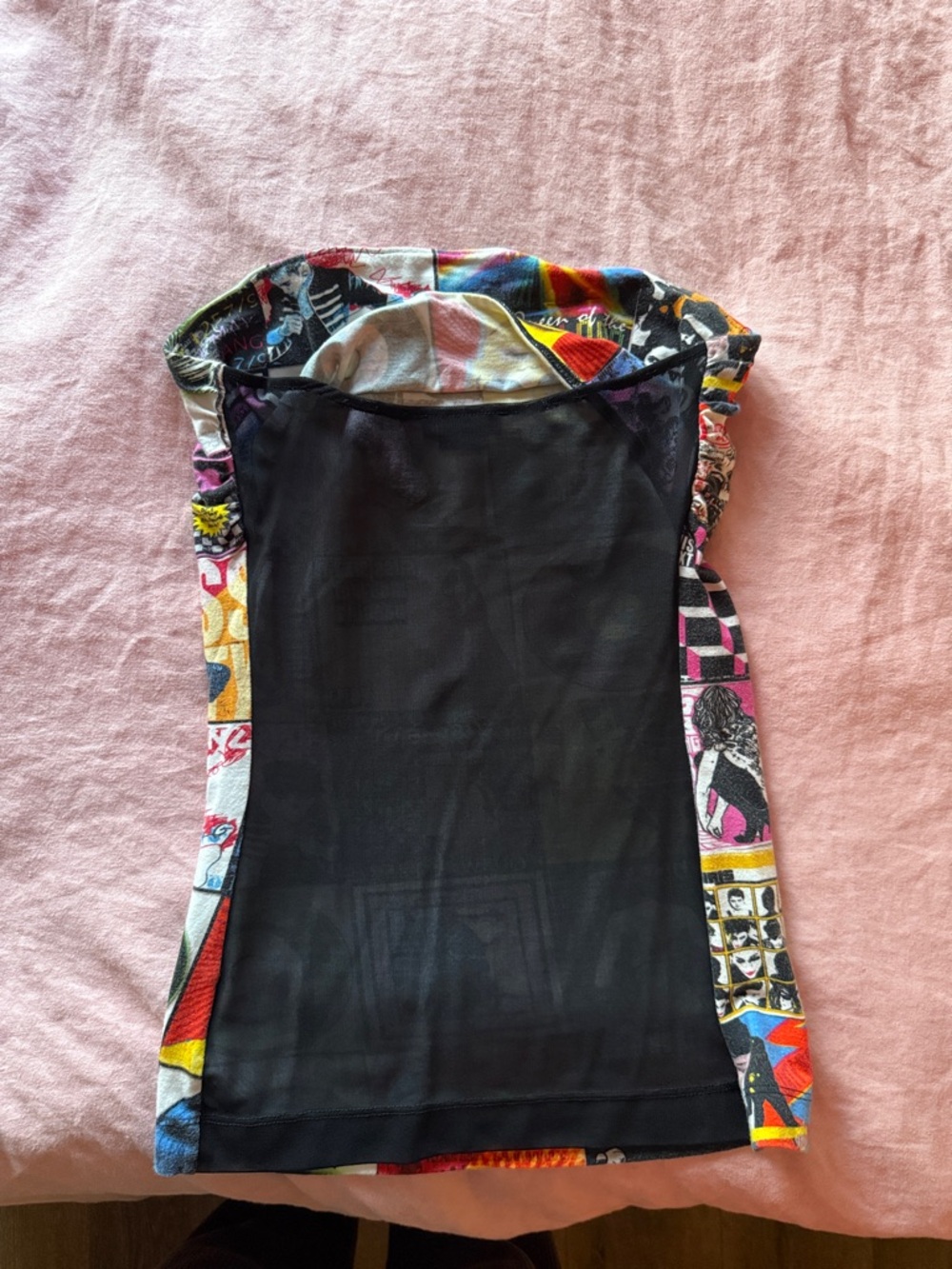 Rare Vintage Miss Sixty Multicolor Graphic Patchwork Tube Top - Picture 2 of 4